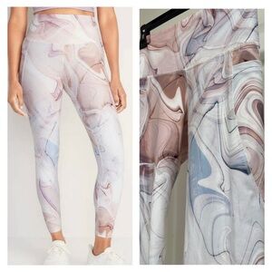 Old Navy Active Powersoft High-Rise Go-Dry Yoga Leggings in Pastel Marble Swirl